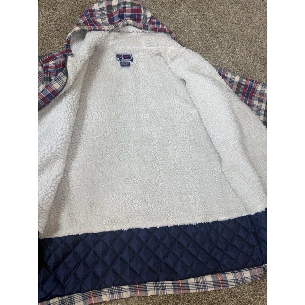 Vtg Williams Bay Sherpa Lined Hooded Flannel Jacket Men's L Plaid Barn Chore - Picture 6 of 6